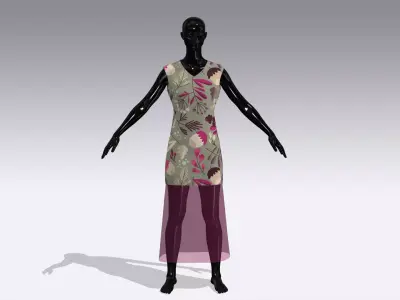 Female Cloth Dress Low-poly 3D model