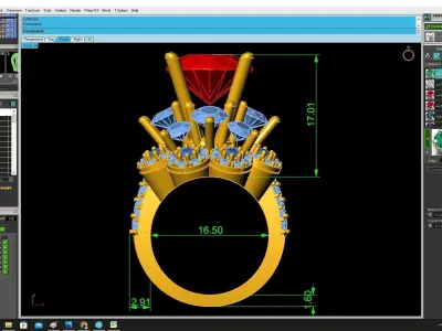 Luxury Ruby Halo Crown Ring for Women 3D Model  4336 3D print model