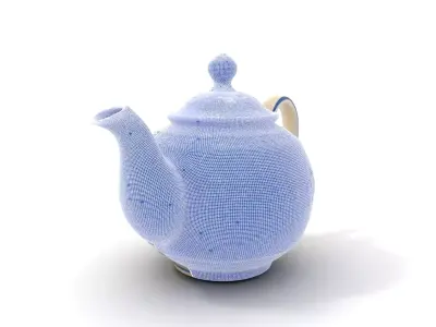 Blue Floral Teapot model pack Low-poly 3D model