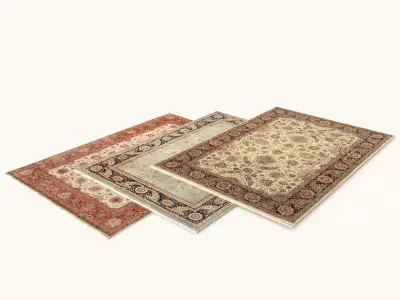 3 Persian carpets  rug Low-poly 3D model