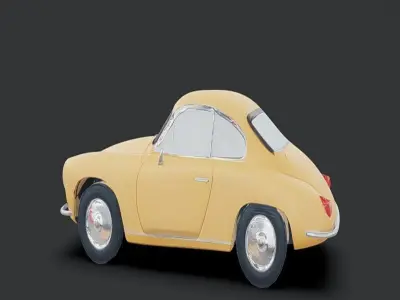 classic orange two-door coupe car 3D model