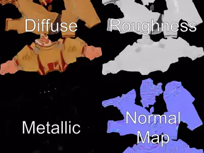 Senior Male Character Model Pack with Textured Outfit Low-poly 3D model