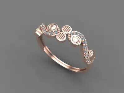 Women Ring Diamond Stone STL 3DM Lightweight Printable 3D print model 35