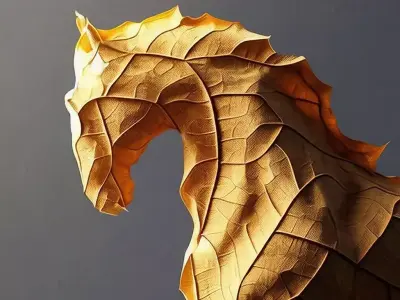 Leaf Horse Sculpture Organic Animal Form Textured Foliage 3D Low-poly 3D model