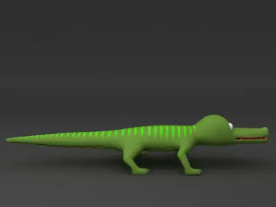 Crocodile rigged cartoon 3d model  Low-poly 3D model