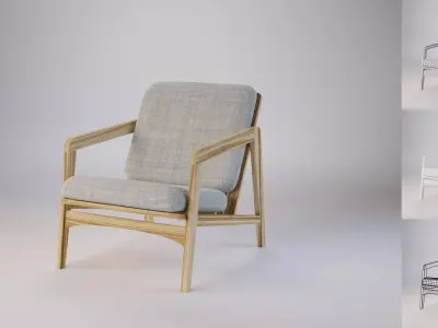 S Wooden Scandinavian sofa 3D model