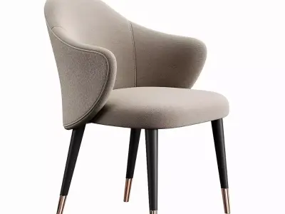 Italian style light luxury dining chair leather chair  3D model