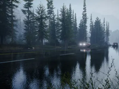 Rainy Day Highway Low-poly 3D model