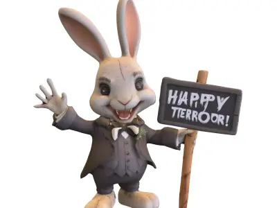 Creepy Bunnys Figurine Low-poly 3D model