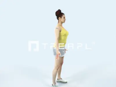 Yearn 01I Animated Rigged Sports Woman Low-poly 3D model