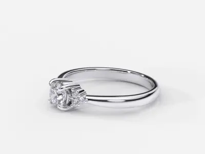 ZDR0218 diamond engagement ring gold 3D print model