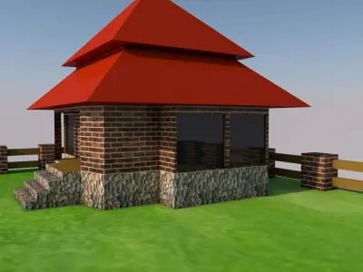 Cartoon house Low-poly 3D model