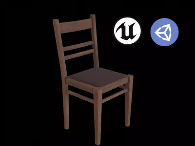 Old Wooden Chair - Game Ready Low-poly 3D model