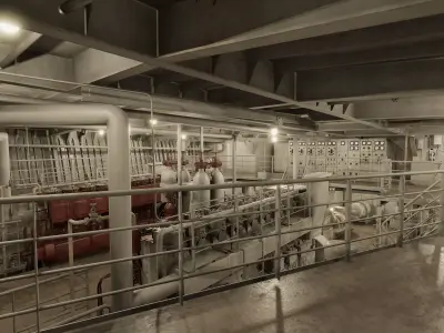 Vessel engine compartment Low-poly 3D model