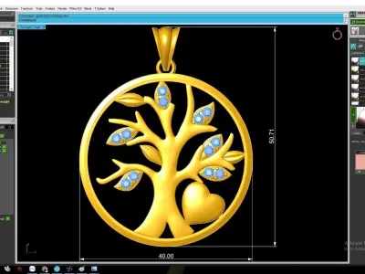 luxury heart and tree of life pendant 3075 3D print model
