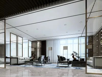 Executive Negotiation Room - Corporate Boardroom Scene Low-poly 3D model