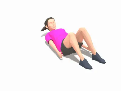 heel touches Exercise Woman Animation Low-poly 3D model