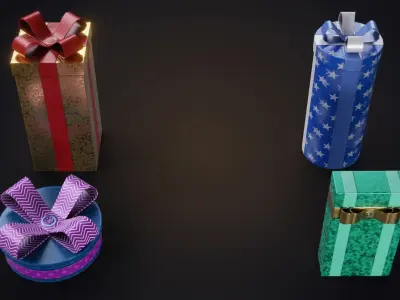 Christmas gifts 2 Low-poly 3D model