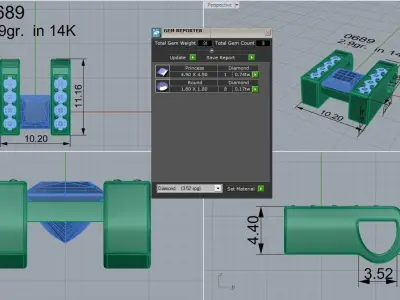 H Letter Diamond Pendant 0689 3D print model