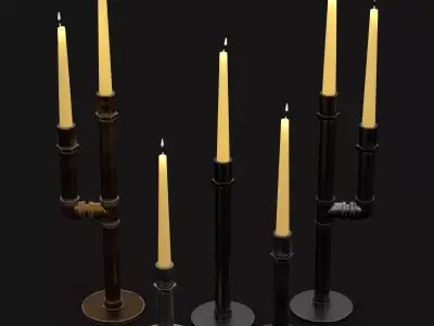 Candlestick set 5 four candlesticks - four candlesticks 3D model