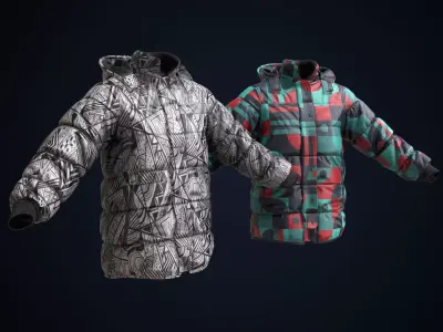 Snowboarding winter jackets 3D Model Pack