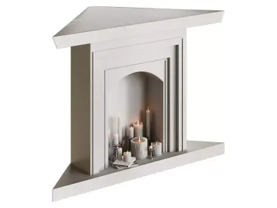 Corner Fireplace with Candles 3D model