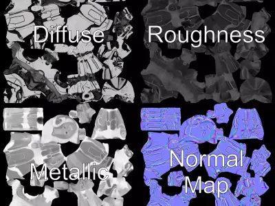 Humanoid Robot Armature Model Pack Low-poly 3D model