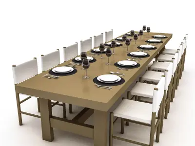 3D model dining table 008 Low-poly 3D model