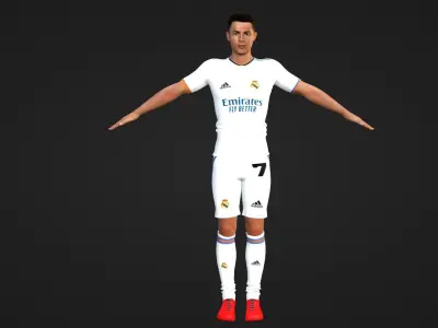 Cristiano Ronaldo - Real Madrid - Two Models Low-poly 3D model