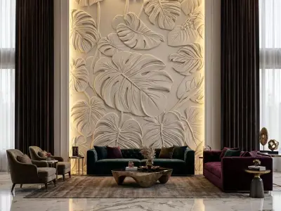 modern panel wall decor set relief stl mural CNC 250 3D model