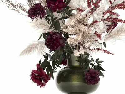 Luxury bouquet of reeds pampas grass and dried flowers 235 3D model