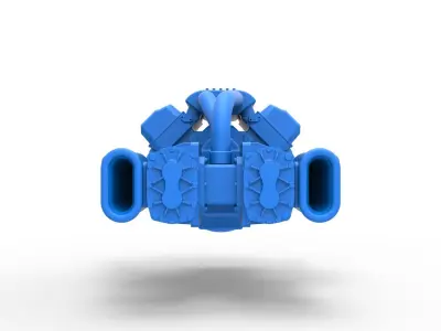 Engine V8 with double Potvin Supercharger Scale 1 to 25 3D print model