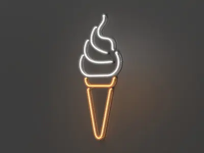 Ice Cream - Neon Sign 3D model