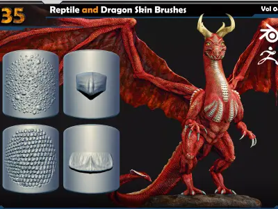 Reptile and Dragon Skin Brushes  Vol 04 3D model