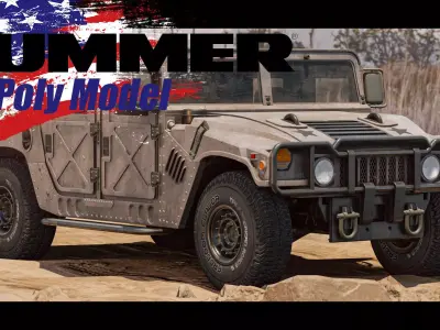 HUMMER - Humvee Low-poly model Game ready for Unity or Unreal Low-poly 3D model