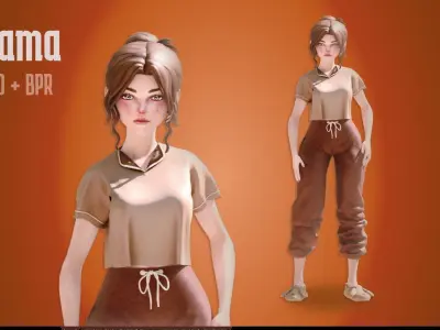  Luna the Scholarly Cat Girl  Low-poly 3D model