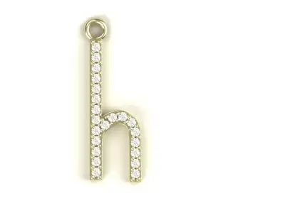 Diamond Lower Case H Pendant Gold Silver Gemstone Jewelry 3D print model
