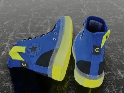 CONVERSE 3D SHOES - BLUE Low-poly 3D model