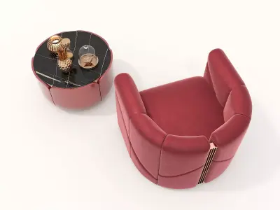 Modern Coffee Table and Armchair Set 63 3D model