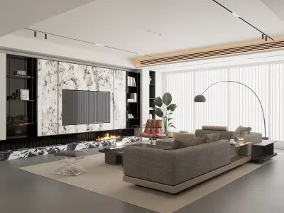 modern light luxury style living room 3D model