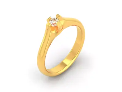 D-1258 gold diamond solitaire ring 3D print model