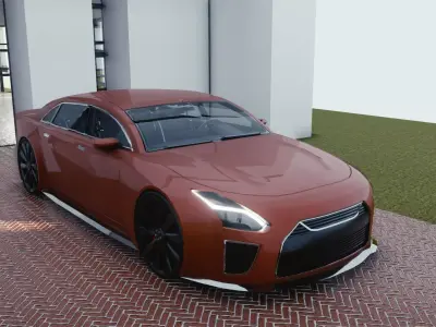 BLENDER EEVEE Brandless Mid Size 4 door sedan Low-poly 3D model