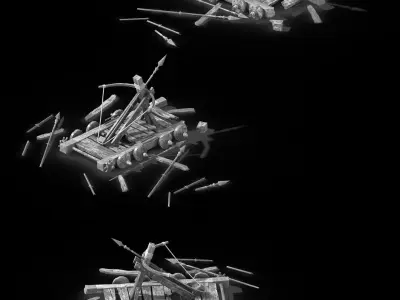 Game Barracks - Broken Vehicle 02 3D model