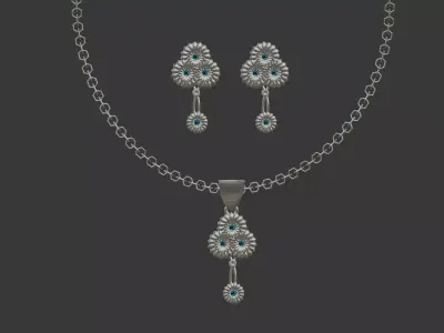 3D Printable Earring  And Chain Set-7 -Handmade Gift - DIY 3D print model