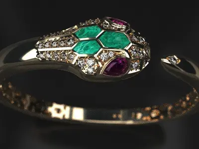 Serpenty Malachite bangle  bracelet 3D print model