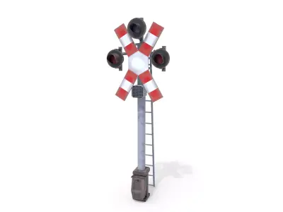 Rail Crossing Traffic Light Weathered 3 3D model