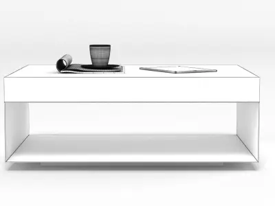 Gold and Marble Rectangular Table 3D model