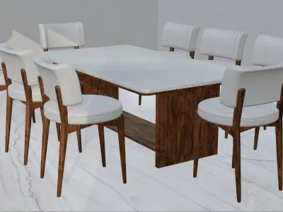 Modern 8 Seater Dining Table Set 3D model