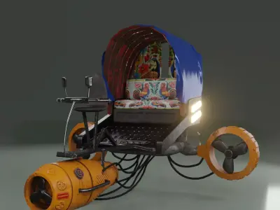 cyberpunk desi sci-fi vehicle 3d model with PBR texture 3D model