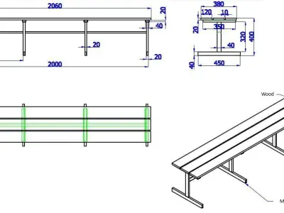 Bench 2m 3D model